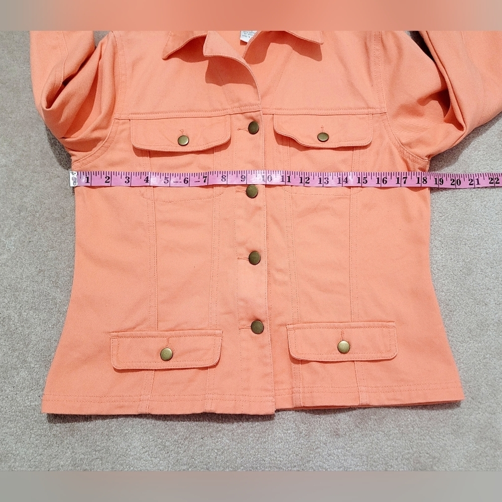 Chadwick’s Peach 100% Cotton Utility Jacket Women’s Size 6 Button Front - Picture 8 of 12